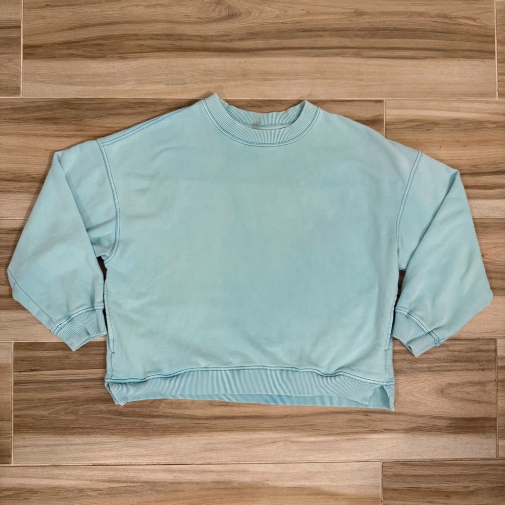 Free People Movement Womens Blue Oversized Crewneck Sweatshirt Pullover